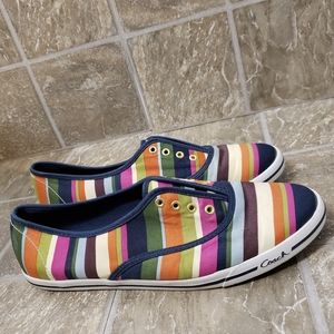 Coach rainbow striped slip on shoes 9.5